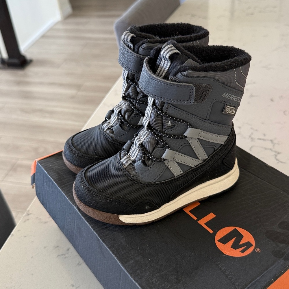Merrell Toddler M-Snow CRUSH JR waterproof grey/black 8 New - Picture 6 of 9